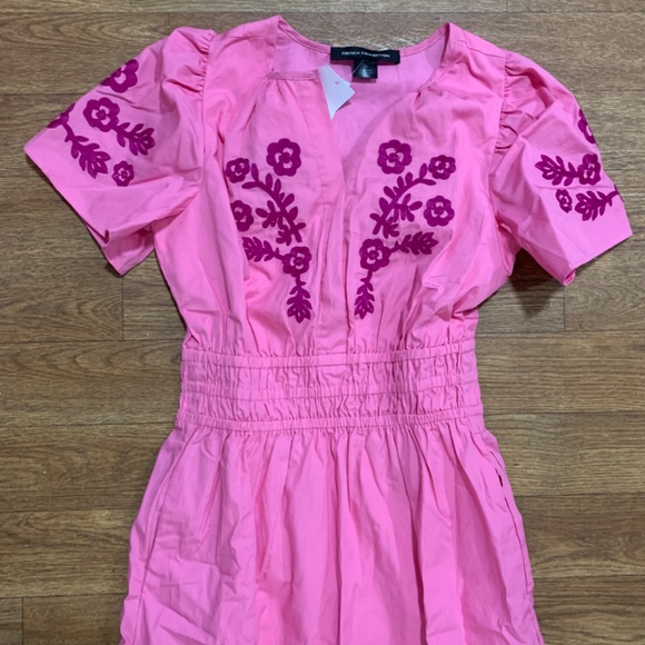 French Connection Pink Ruffled Smocked Midi Dress NWT - Picture 3 of 3